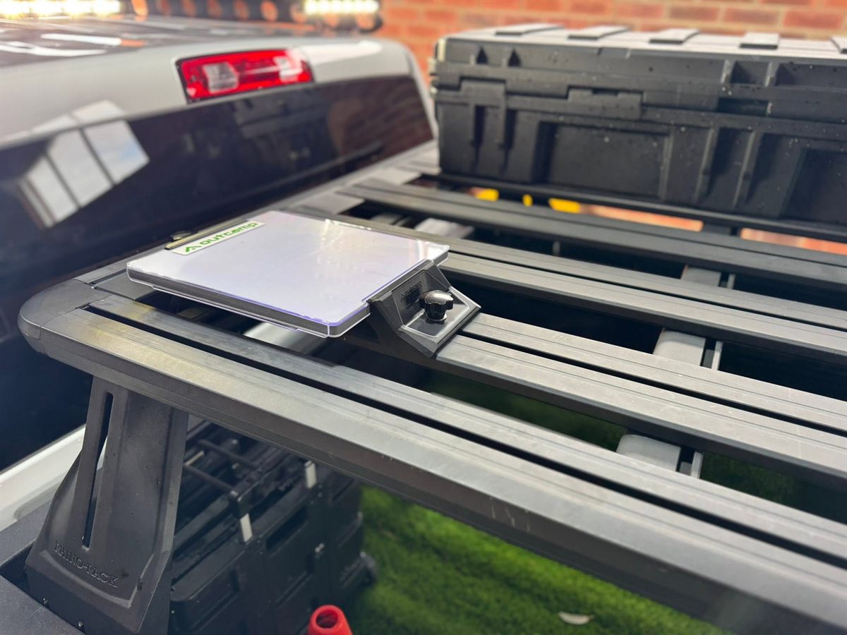 Starlink Mini on a Kettle Customs mount fitted to a roof rack